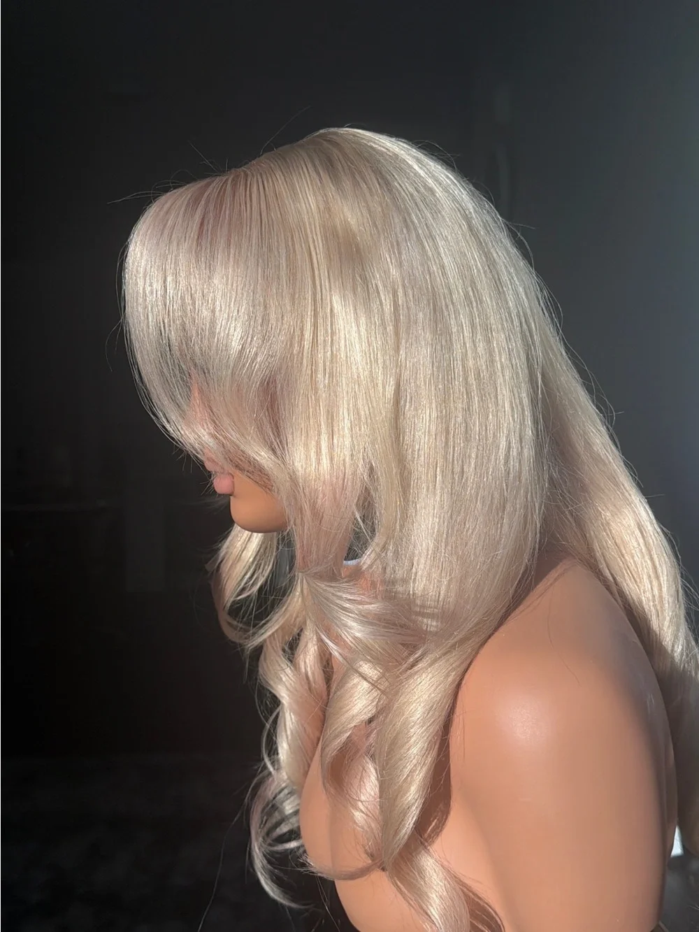 Blonde Lace Front Wig with Soft Waves blend with a splash of pink and gray